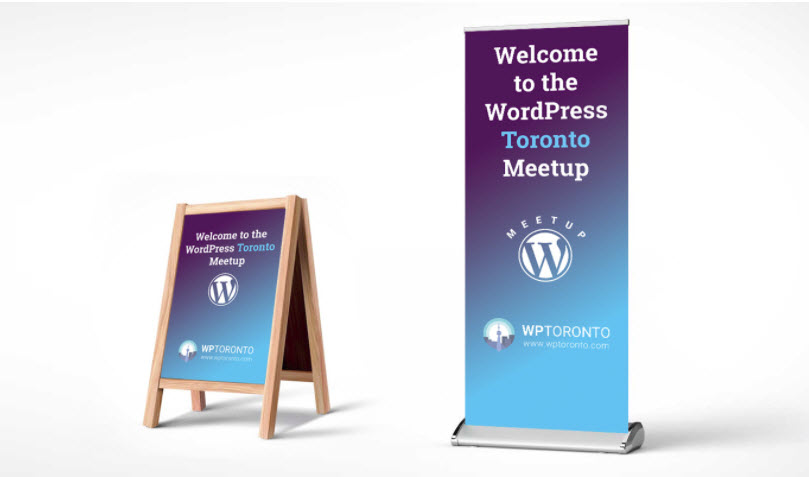 Signs for the WordPress Toronto Meetup Group