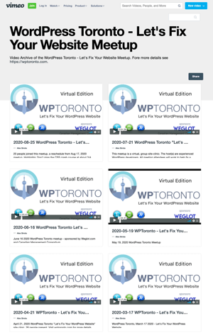 WPTO's showcase on Vimeo screenshot image.